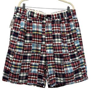 Jos A Bank Madras Plaid Pleated Shorts, NWT, Cotton, 36